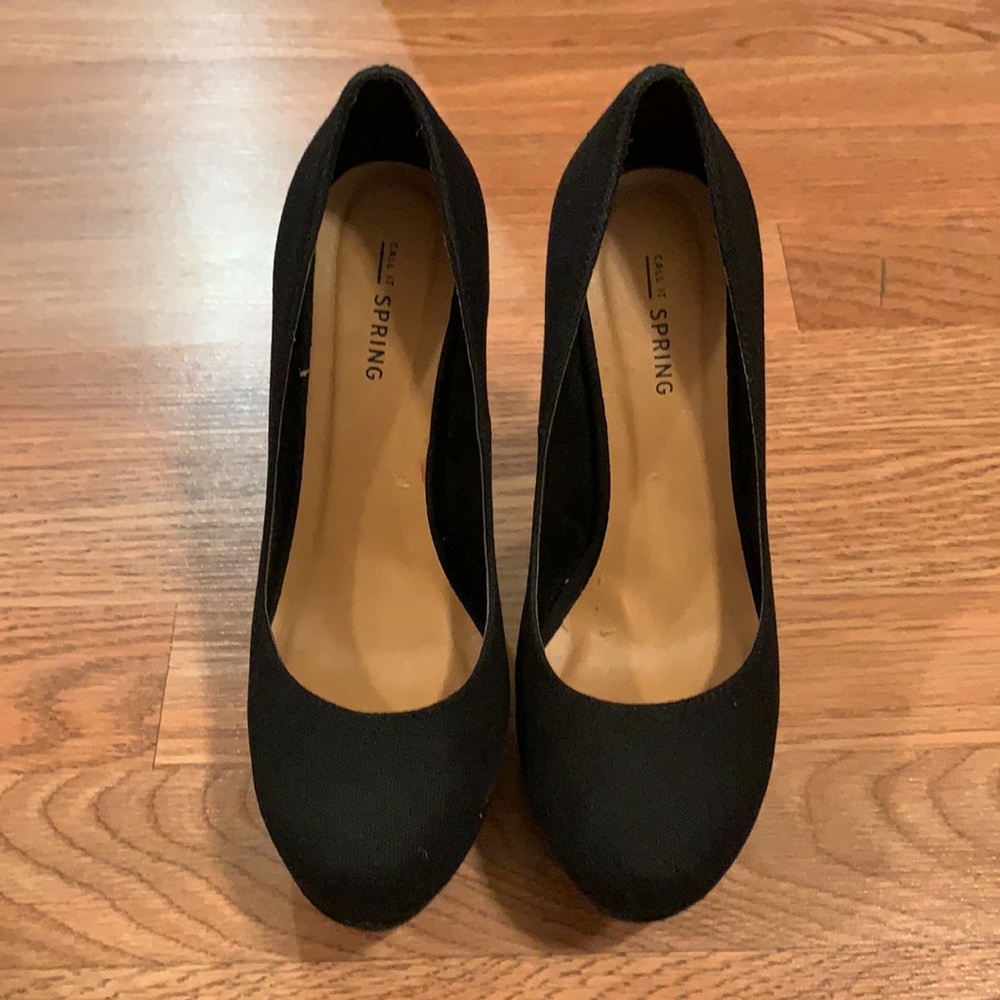 Call It Spring Black Faux Suede Platform Heels